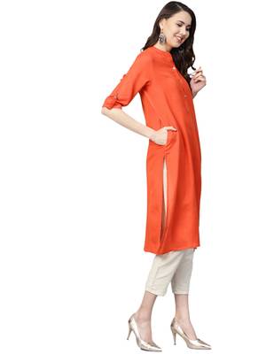 Orange plain liva kurtas-and-kurtis 3