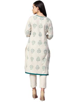 Off-white printed cotton kurtas-and-kurtis 2