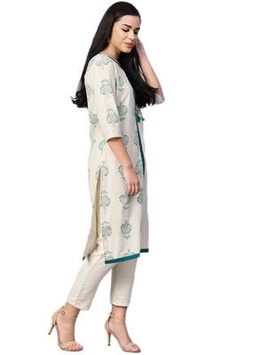 Off-white printed cotton kurtas-and-kurtis 3