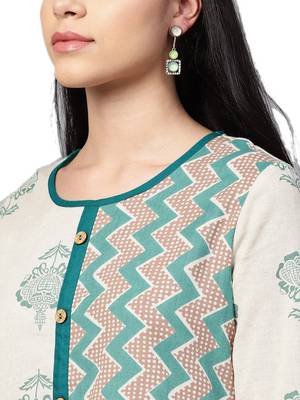 Off-white printed cotton kurtas-and-kurtis 5