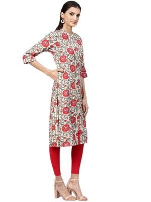 Off-white printed cotton kurtas-and-kurtis 3