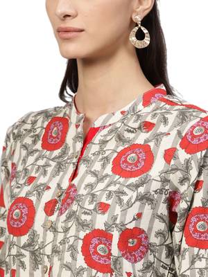 Off-white printed cotton kurtas-and-kurtis 5