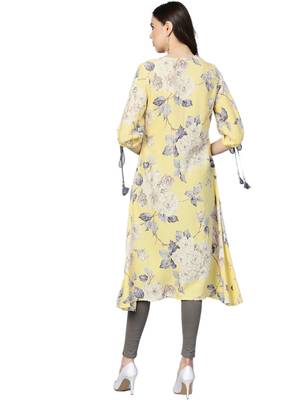 Yellow printed liva kurtas-and-kurtis 2