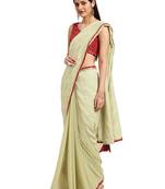 Green Georgette Foil Print Saree With Blouse
