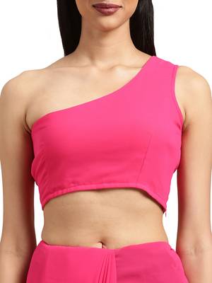 Pink Georgette Tie & Dye Saree With Blouse 3