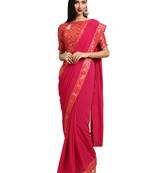 Pink Georgette Tie & Dye Saree With Blouse