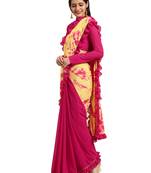 Magenta Georgette Tie & Dye Saree With Blouse
