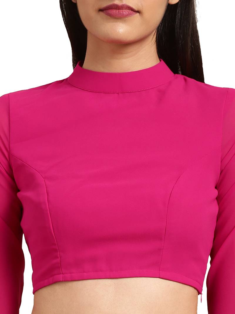 Magenta Georgette Tie & Dye Saree With Blouse