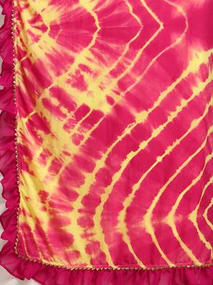 Magenta Georgette Tie & Dye Saree With Blouse 4