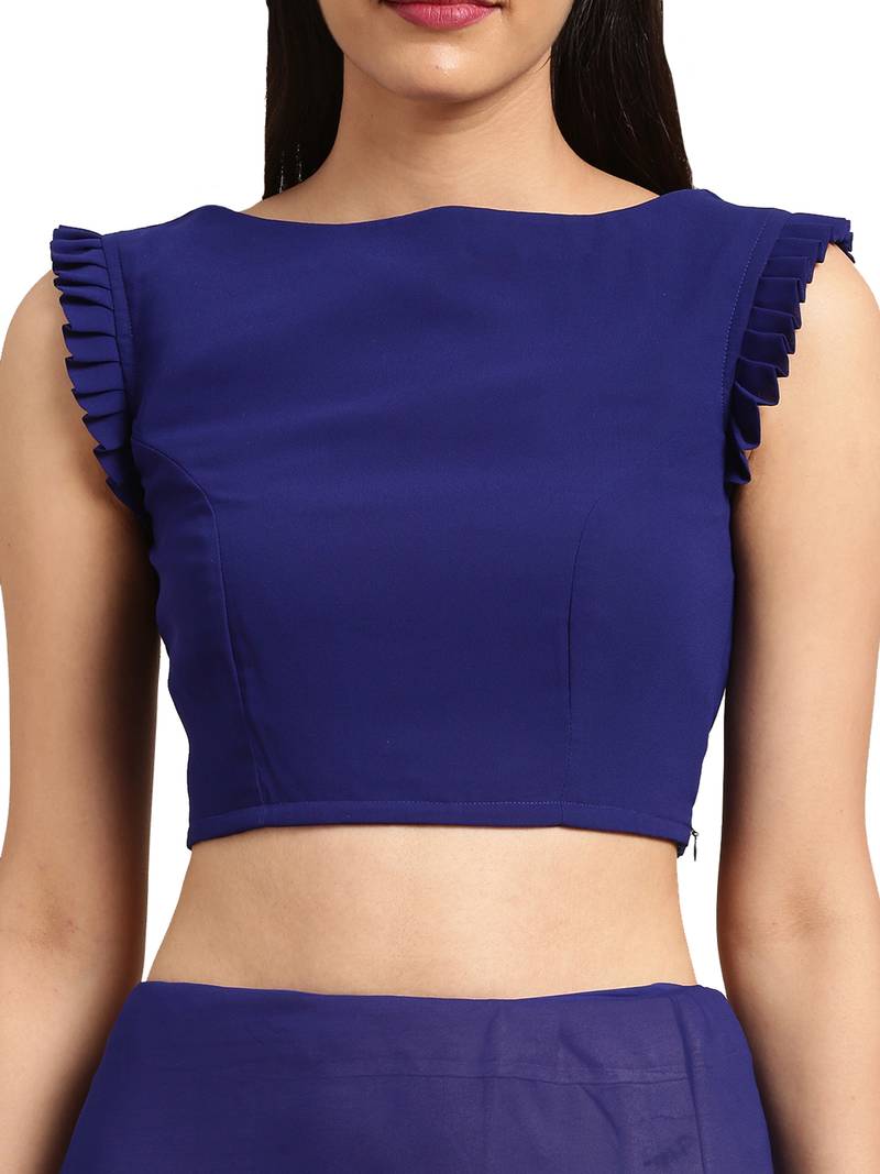 Navy Blue Georgette Tie & Dye Saree With Blouse