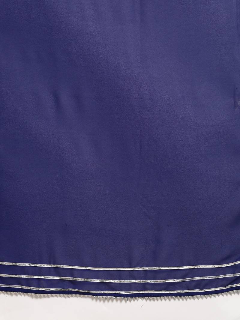 Navy Blue Georgette Tie & Dye Saree With Blouse