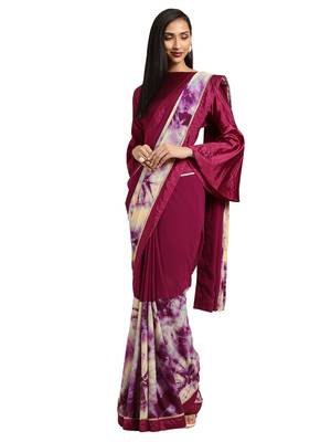 Purple Georgette Tie & Dye Saree With Blouse 1