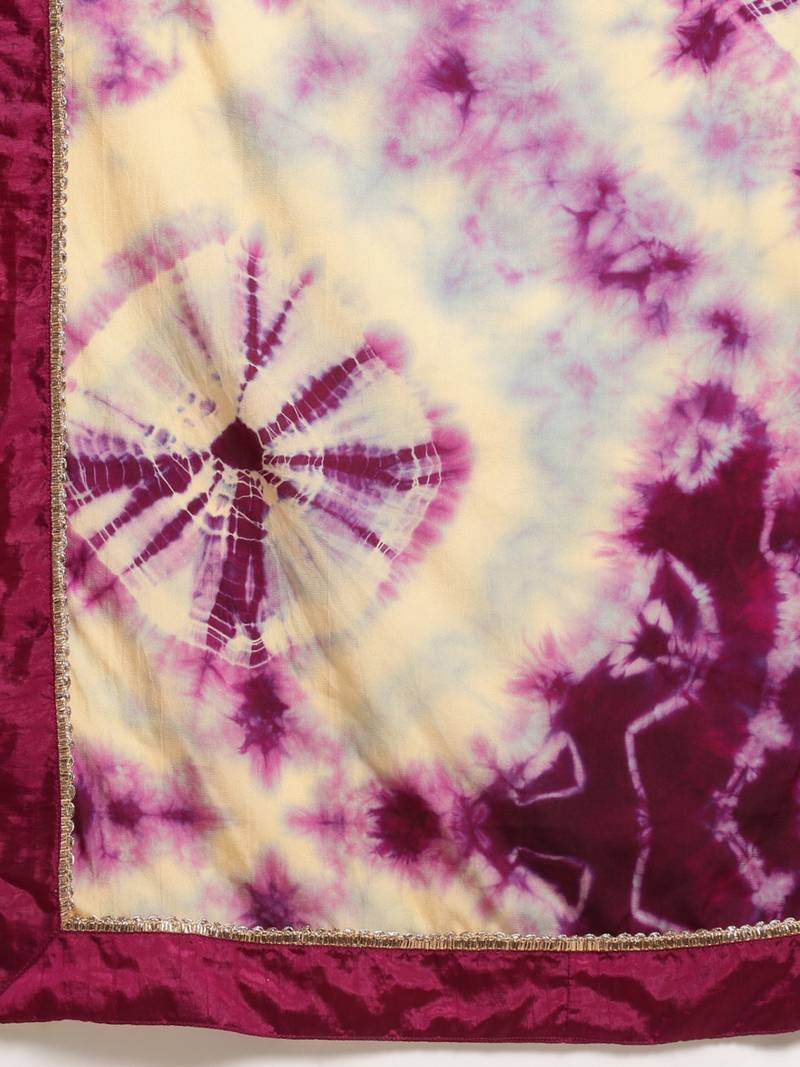 Purple Georgette Tie & Dye Saree With Blouse