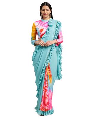 Multi Georgette Tie & Dye Saree With Blouse 1