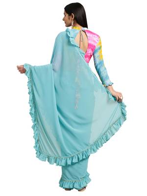Multi Georgette Tie & Dye Saree With Blouse 2