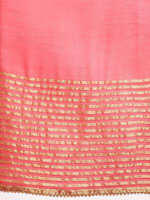 Red Viscose Georgette Woven Saree With Blouse 4