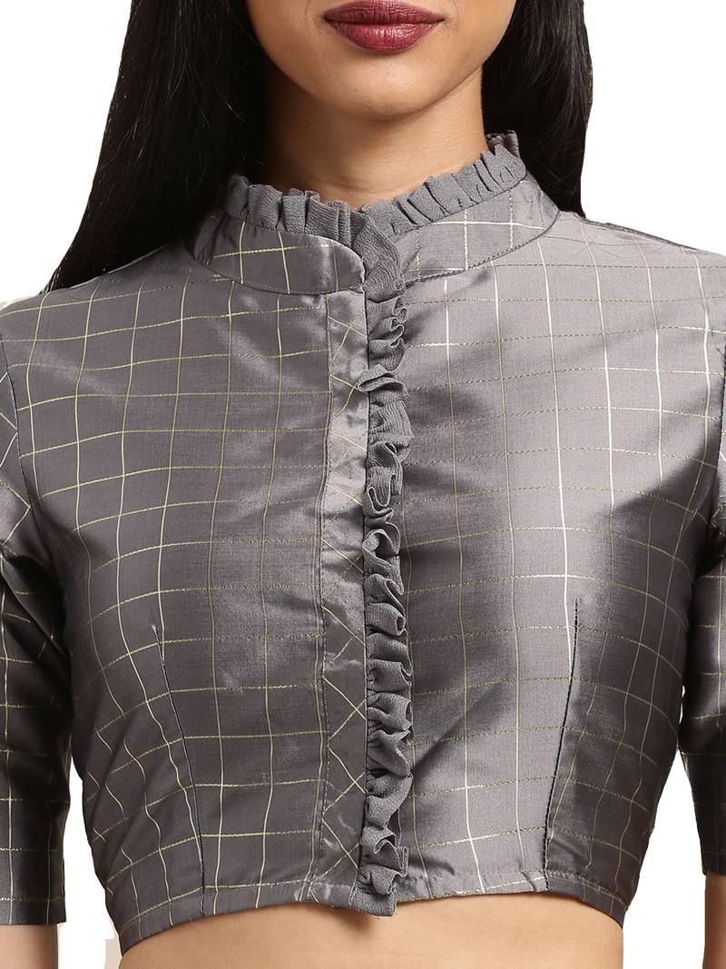 Grey Viscose Georgette Woven Saree With Blouse