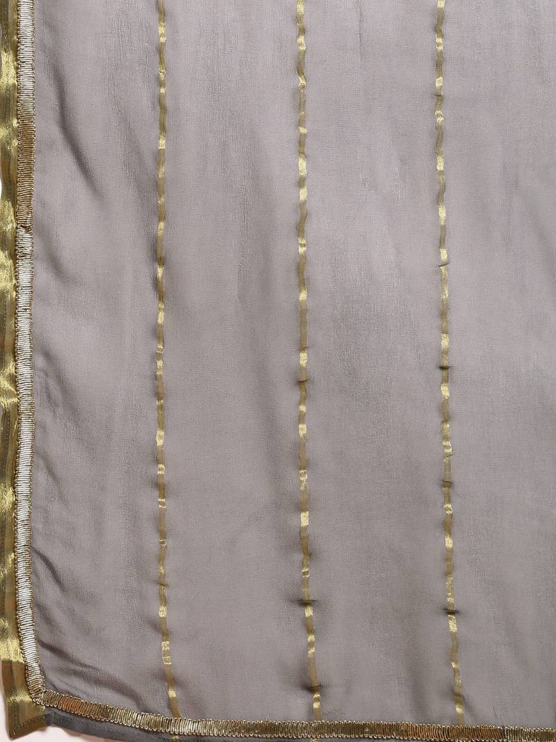 Grey Viscose Georgette Woven Saree With Blouse