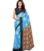 Blue Printed Georgette Saree With Blouse