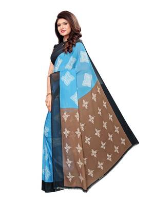 Blue Printed Georgette Saree With Blouse 2