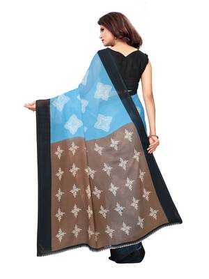 Blue Printed Georgette Saree With Blouse 4