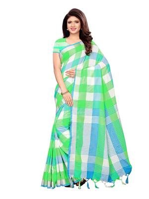 Multicolor Woven Linen Saree With Blouse 1