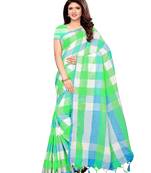 Multicolor Woven Linen Saree With Blouse