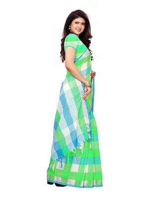 Multicolor Woven Linen Saree With Blouse 3
