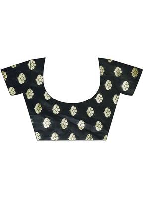 Black Woven Poly Silk Saree With Blouse 4