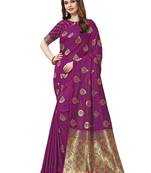 Violet Woven Poly Silk Saree With Blouse