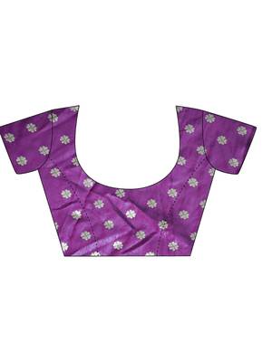 Violet Woven Poly Silk Saree With Blouse 4