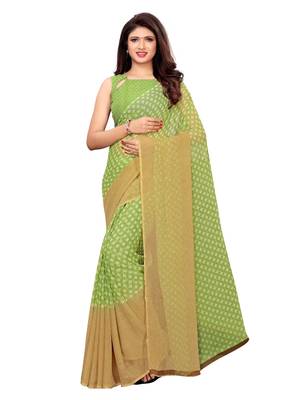 Green Printed Georgette Saree With Blouse 1
