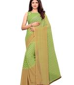 Green Printed Georgette Saree With Blouse