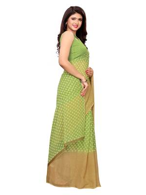 Green Printed Georgette Saree With Blouse 3