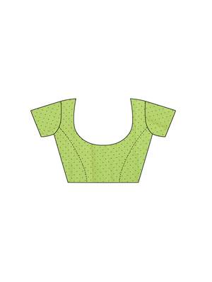 Green Printed Georgette Saree With Blouse 5