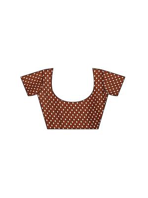 Brown printed georgette saree with blouse 5