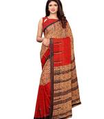 Red Printed Georgette Saree With Blouse
