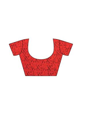 Red Printed Georgette Saree With Blouse 5