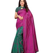 Green woven chanderi saree with blouse