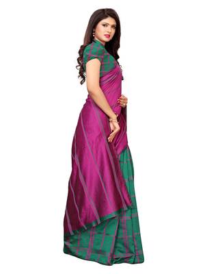 Green woven chanderi saree with blouse 3