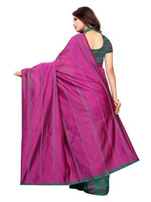 Green woven chanderi saree with blouse 4