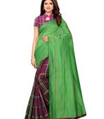 Green woven chanderi saree with blouse