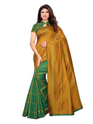 Green Woven Chanderi Saree With Blouse 1