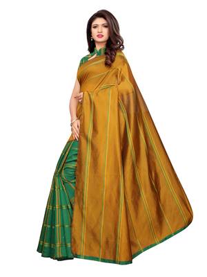 Green Woven Chanderi Saree With Blouse 2