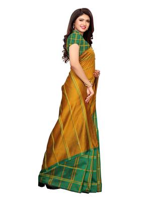 Green Woven Chanderi Saree With Blouse 3