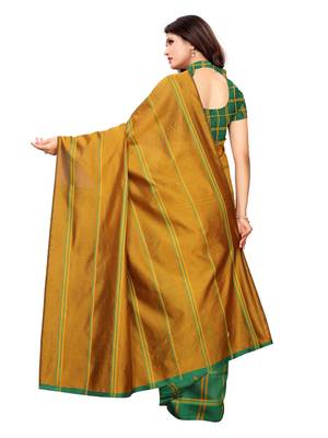 Green Woven Chanderi Saree With Blouse 4