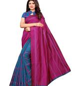 Blue Woven Chanderi Saree With Blouse