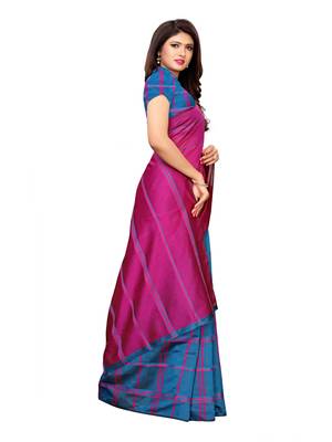 Blue Woven Chanderi Saree With Blouse 3