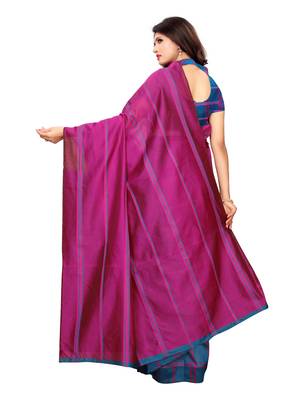 Blue Woven Chanderi Saree With Blouse 4