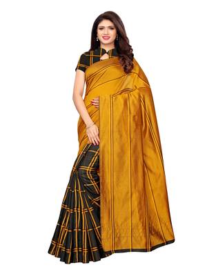 Black woven chanderi saree with blouse 1
